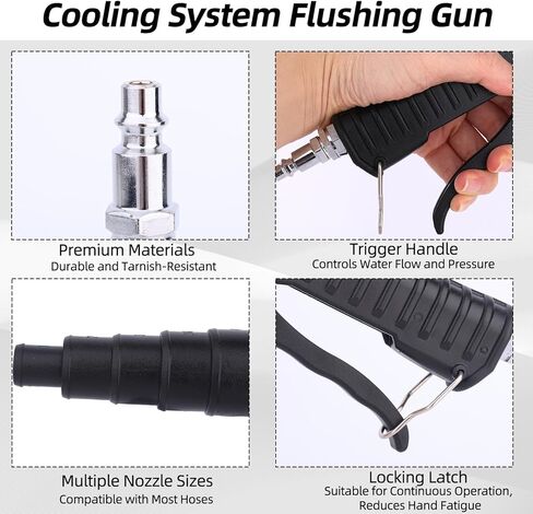 Coolant System Flush Gun, Heater Core Flush Kit, Air & Water Combo Flushing Set with Nozzles for 19-40mm Hoses Radiator Tankless Water Heater Cleaning Tool in Saudi Arabia