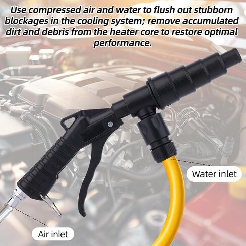 Coolant System Flush Gun, Heater Core Flush Kit, Air & Water Combo Flushing Set with Nozzles for 19-40mm Hoses Radiator Tankless Water Heater Cleaning Tool in Saudi Arabia