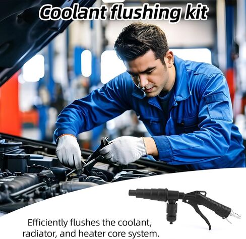 Coolant System Flush Gun, Heater Core Flush Kit, Air & Water Combo Flushing Set with Nozzles for 19-40mm Hoses Radiator Tankless Water Heater Cleaning Tool in Saudi Arabia