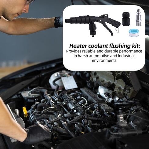 Coolant System Flush Gun, Heater Core Flush Kit, Air & Water Combo Flushing Set with Nozzles for 19-40mm Hoses Radiator Tankless Water Heater Cleaning Tool in Saudi Arabia