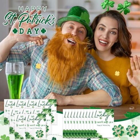 هدايا عيد القديس باتريك Landical 4 أوراق البرسيم التلبيب دبابيس حظا سعيدا شامروك الأيرلندية الزينة لصالح الموظف زميل العمل in Saudi Arabia