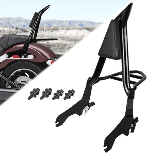 AUFER Detachable Passenger Backrest Sissy Bar Luggage Rack Set with Docking Hardware Kit Compatible with for Softail Low Rider FXLR FXRST S FXLRS ST FXLRST Sport Glide FLSB 2018-2024 in Saudi Arabia