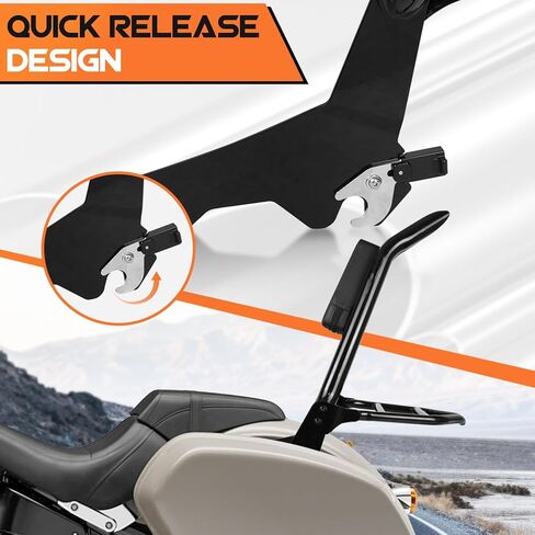 AUFER Detachable Passenger Backrest Sissy Bar Luggage Rack Set with Docking Hardware Kit Compatible with for Softail Low Rider FXLR FXRST S FXLRS ST FXLRST Sport Glide FLSB 2018-2024 in Saudi Arabia