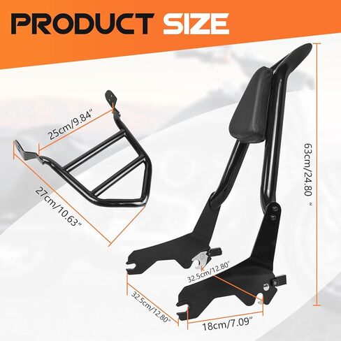 AUFER Detachable Passenger Backrest Sissy Bar Luggage Rack Set with Docking Hardware Kit Compatible with for Softail Low Rider FXLR FXRST S FXLRS ST FXLRST Sport Glide FLSB 2018-2024 in Saudi Arabia