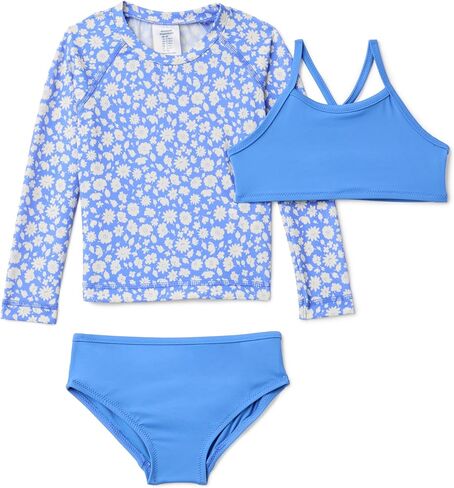 Amazon Essentials Girls' Long Sleeve Rash Guard Three-Piece Bikini Swim Set in Saudi Arabia