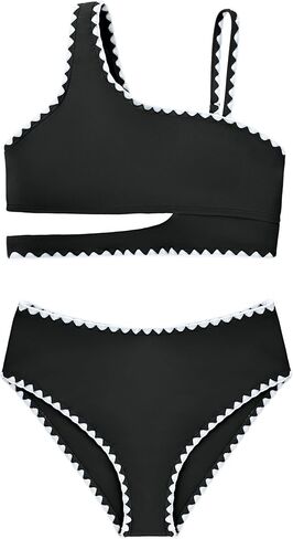 Girls Swimsuit Two Piece Bikini Sets Tankini Adjustable Straps Bathing Suit with Chest Pad Swimwear 7-16 Years in Kuwait