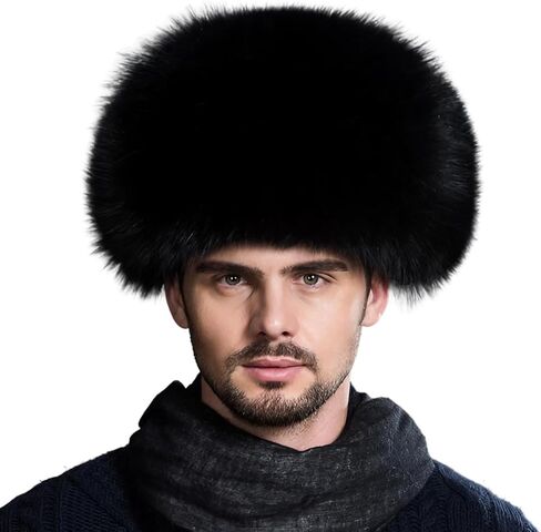 Mens Fox Hair Hat Winter Warm Genuine Sheepskin Russian Ushanka Trapper Hats with Earflap in Kuwait