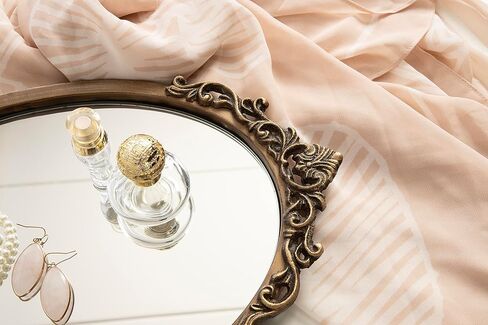 Kate and Laurel Arendahl Vintage Oval Mirrored Decorative Tray; 17 x 10; Antique Gold; Traditional Ottoman Tray for Living Room Home Decor with Ornate Detailing in Saudi Arabia