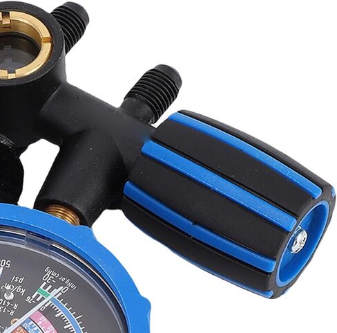 مجموعة مقاييس متعددة من سبائك الألومنيوم، مقياس الضغط العالي والمنخفض، مقياس مشعب تبريد التيار المتردد مع برغي معايرة لمحول قارنات خراطيم R134 R22 R410A R404 in Kuwait