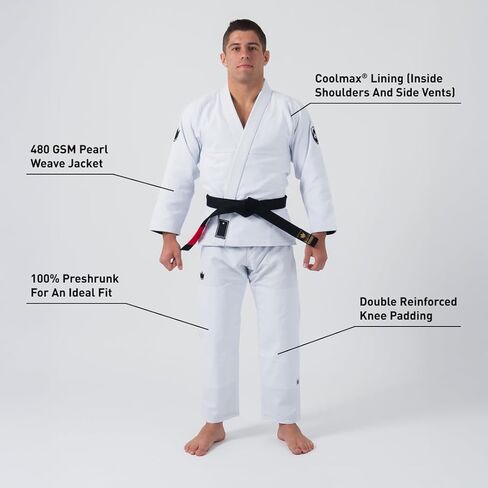 سترة KINGZ Balistico الرجالية Jiu Jitsu Gi - IBJJF 2024 Legal، سترة منسوجة باللؤلؤ وبنطلون Ripstop بوزن 8 أونصة in Kuwait