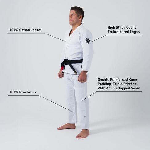 سترة KINGZ Balistico الرجالية Jiu Jitsu Gi - IBJJF 2024 Legal، سترة منسوجة باللؤلؤ وبنطلون Ripstop بوزن 8 أونصة in Kuwait