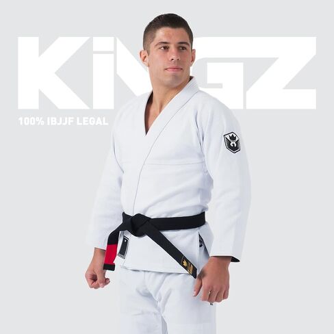 سترة KINGZ Balistico الرجالية Jiu Jitsu Gi - IBJJF 2024 Legal، سترة منسوجة باللؤلؤ وبنطلون Ripstop بوزن 8 أونصة in Kuwait