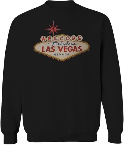 0551. لافتات جرافيكية تذكارية، مرحبًا بكم في LAS Vegas Vacations Nevada، سويت شيرت رجالي بياقة دائرية in Kuwait