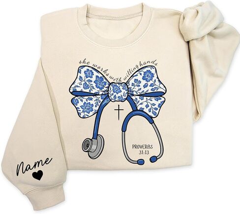 Personalized Nurse Sweatshirt With Name, Nursing School Shirt, New Nurse Gift, Gift for Birthday, Holidays, Friends in Saudi Arabia