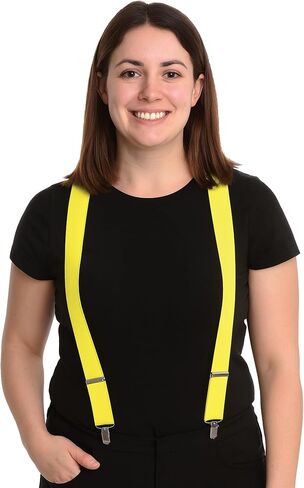 Beistle Yellow Suspenders – Adjustable Costume Suspenders, Classic Y-Back Clip-On Braces, Novelty Spirit Accessory for Halloween Costumes, Stage Performances, Photo Booth Props & Themed Party Wear in Saudi Arabia