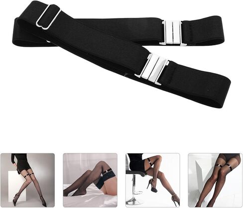 PartyKindom Adjustable Elastic Set with Buckle Clips, Anti-slip Dark Size Leg Suspenders for Women’s Stockings, 2pcs Suitable and Gothic Style in Saudi Arabia