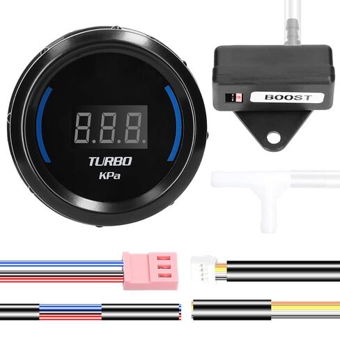 52mm Turbo Boost Gauge, LED Digital Meter, Boost Pressure Gauge with Large Font Display 1.0 2.0kPa Alarm Function & Sensor, Ideal for Car Truck Motorcycle in Kuwait