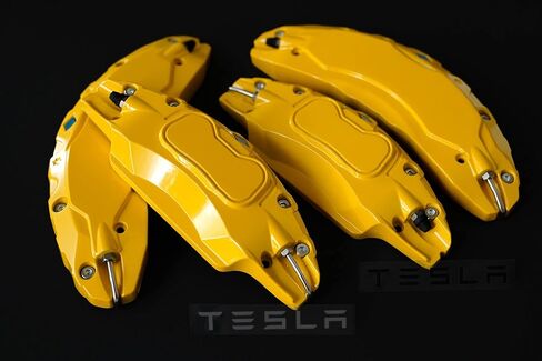 غطاء فرجار الفرامل موديل S/Model X لطراز تسلا S & X غطاء ألومنيوم أمامي وخلفي أحمر 2018-21 (4 قطعة) أحمر أو أصفر (أحمر) in Kuwait