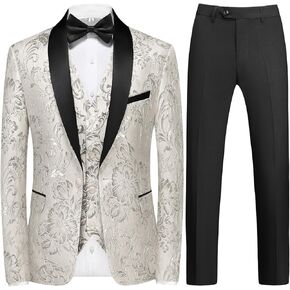 بدلة سهرة للرجال 3 قطع بدلة عادية مناسبة زر واحد شال طية صدر السترة سترة سترة السراويل مجموعة لحفل الزفاف حفلة موسيقية in Kuwait