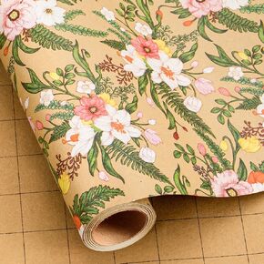 Maypluss Kraft Sunflowers Paper Paper - Alegant Sunflowers Floral Gloral Wrap Paper for Women ، عيد الميلاد ، استحمام الطفل ، يوم الأم ، عيد الشكر ، عطلة - 17 بوصة × 33 قدمًا in Saudi Arabia