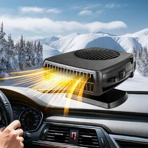 Portable Car Heater for Vehicle,12V Car Heater Portable, Portable Heater for Car, 360° Rotatable Car Defroster Windshield Heater Windshield Defogger Plugs into Cigarette Lighter (Black) in Kuwait