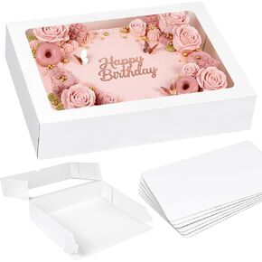 Moretoes 10pcs 19x14x4in White Bakery Boxes Boxes with Window, Large Treat Boxes for Pastry Baking Cake Donuts Cupcake Pie Packaging in Saudi Arabia