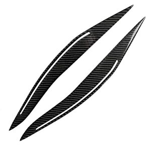 Cnsodo15 2 قطعة غطاء جفن الحاجب الأمامي من ألياف الكربون المصابيح الأمامية غطاء العين ملصقات الديكور لسيارات BMW 5 Series F10 528i 535i 550i Base Sedan Pre-LCI 2011-2017 in Kuwait