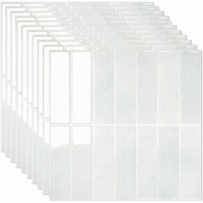 Novabright 10 Sheet Plain White Peel and Stick Backsplash Tile 12 x 12 in Rectangle Subway Self Adhesive Wall Tiles for Kitchen Wall Bathroom Countertops in Kuwait
