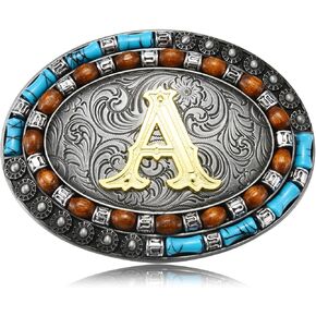 Belt Buckles Men Western Initial Letter - ABC to XYZ Capital Turquoise Belt Buckle Cowboy Jeans Accessory in Saudi Arabia