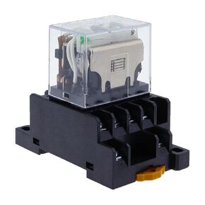 LY4NJ HH64P Power Relay with Socket Base, 4PDT 14 Pin 10A Silver Contact, DC 12V to AC 380V Coil Voltage, PTF14A Base Included (110V AC) in Kuwait