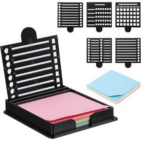 Sticky Note Stencil with 5 Types Stencils 3x3 Notes Holder Stencil Memo Sticky Note Holder Dispenser with Stencils Reusable Notes Holders with Template for To-Do Lists Home Office in Kuwait
