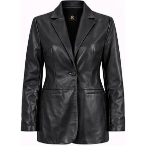 Rauly Women’s Black Genuine Leather Blazer Coat – Tailored Brown Leather Jacket Women in Saudi Arabia