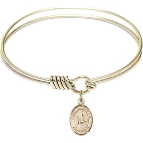 Round Eye Hook Bangle Bracelet w/St. Bernadette in Gold-Filled in Saudi Arabia