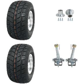 عبوتان من عجلات أمامية Go-Kart مقاس 10x4.50-5 مع إطارات وحواف من الألومنيوم و3 عروات بنمط مسمار 50 مم ومحاور وأعمدة دوران 17 مم لدراجات الانجراف والدراجات الصغيرة وATV ورباعية وجزازة العشب in Kuwait
