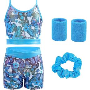 Gymnastics Leotards for Girls Outfit Set with Wristbands & Scrunchie Stretchy Dance Leotards for Practice Training in Saudi Arabia