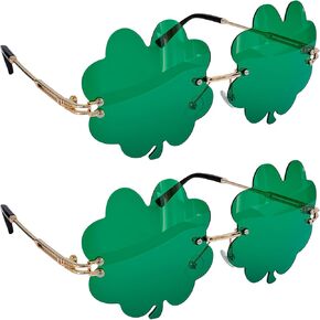 St. Patrick's Day Shamrock Four Leaf Clover Glasses, 2Pcs Green Irish Sunglasses Leprechaun Costume Party Favor in Saudi Arabia