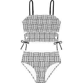 الفتيات المايوه القماش القطني قطع الرباط الرجعية لباس سباحة 2 قطعة Tankini ملابس السباحة 9-16Y in Kuwait