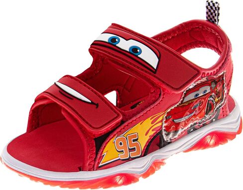 صندل للأولاد من Disney Cars Lightning McQueen صندل بحزام مضيء LED للأولاد مقاس طفل صغير/طفل صغير/طفل كبير in Kuwait