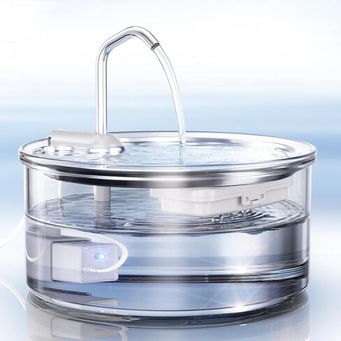 Tomxcute Glass Cat Water Fountain - 108oz/3.2L Ultra-Quiet Cat Fountain for Drinking, Elegant Easy to Clean Glass Pet Water Fountain for Cats, Small Dogs, Multiple Pets in Kuwait