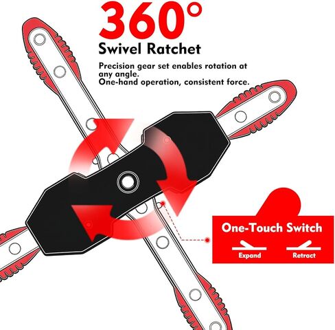 Brake Caliper Compression Tool, 360° Ratcheting Piston Compressor, 2 Steel Plates, 2 Hooks, for Single Twin Quad Pistons, Cars Trucks SUVs in Kuwait