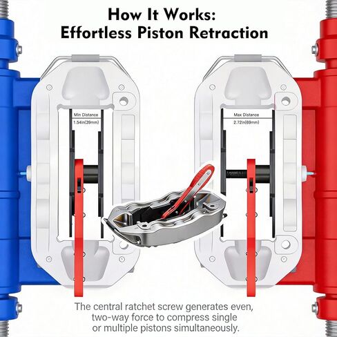 Brake Caliper Compression Tool, 360° Ratcheting Piston Compressor, 2 Steel Plates, 2 Hooks, for Single Twin Quad Pistons, Cars Trucks SUVs in Kuwait