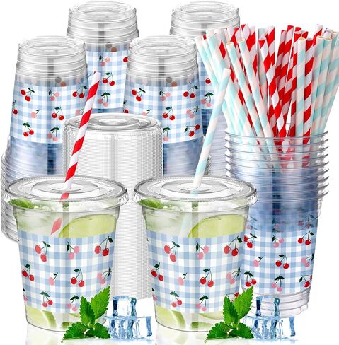 50 PCS Halloween Ghost Party Cups يمكن التخلص من البلاستيك 12 أونصة مع قش الطبقات تحت عنوان الحفلات اللوازم البلاستيكية للبلاستي in Saudi Arabia