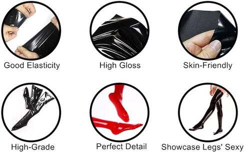 Women's Thigh High Shiny Wet Look Stockings Faux Patent Leather Over Knee Long Socks Costume Set in Saudi Arabia