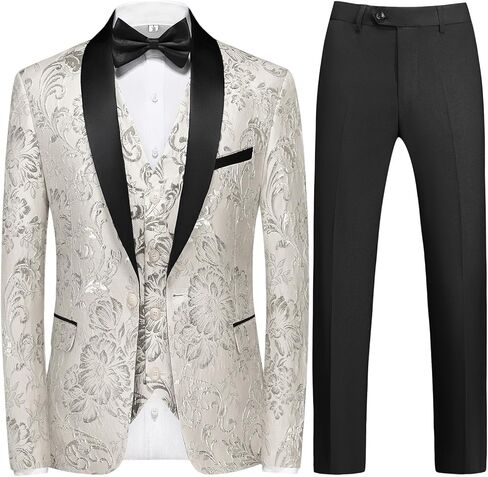 بدلة سهرة للرجال 3 قطع بدلة عادية مناسبة زر واحد شال طية صدر السترة سترة سترة السراويل مجموعة لحفل الزفاف حفلة موسيقية in Kuwait