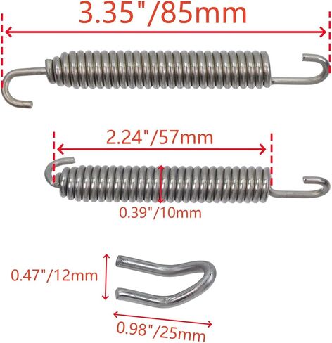 Motorcycle Exhaust Pipe Springs, 1 Set Stainless Steel 3.35" 85 mm Muffler Exhaust Pipe Spring Hooks Suitable for Most Riding Motorcycles, Scooters, ATVs, Silver in Saudi Arabia