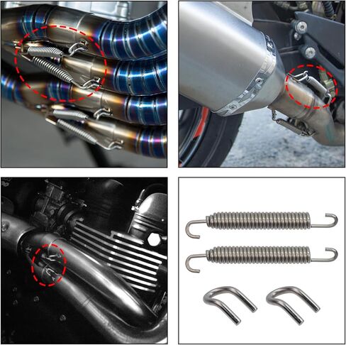 Motorcycle Exhaust Pipe Springs, 1 Set Stainless Steel 3.35" 85 mm Muffler Exhaust Pipe Spring Hooks Suitable for Most Riding Motorcycles, Scooters, ATVs, Silver in Saudi Arabia