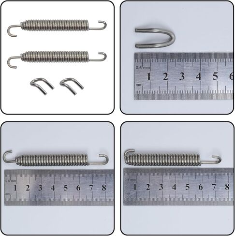 Motorcycle Exhaust Pipe Springs, 1 Set Stainless Steel 3.35" 85 mm Muffler Exhaust Pipe Spring Hooks Suitable for Most Riding Motorcycles, Scooters, ATVs, Silver in Saudi Arabia