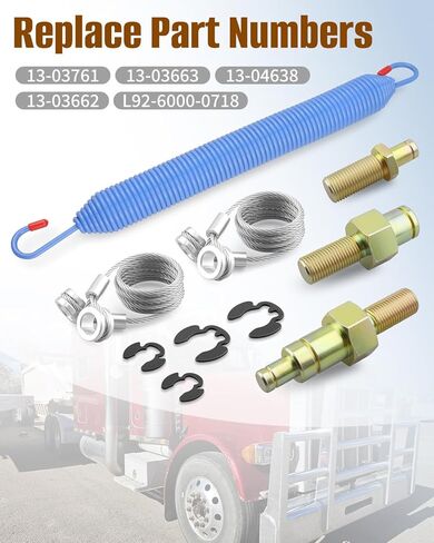 غطاء محرك السيارة الربيع، كابل ومسمار مسمار مع حلقات الاحتفاظ، مناسب لغطاء شاحنة Peterbilt 379، استبدال 13-04638 13-03761 13-03662 13-03663 L92-6000-0718 in Kuwait