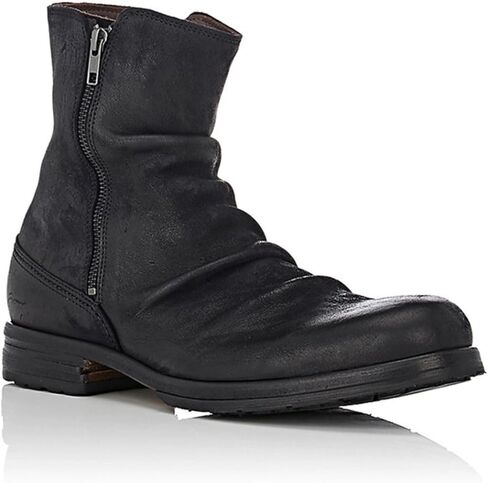 Men's Retro Wrinkled Genuine Leather Chelsea Ankle Boots with Side Zipper Breathable Comfort Low Heel Round Toe Casual Boots For All Day Wear Street Style Daily Outings Weekend Business in Saudi Arabia