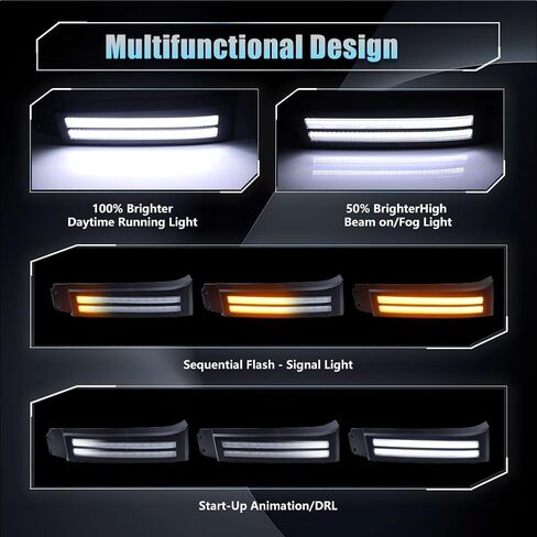 2 PCS Sequential Switchback LED Front Side Marker Headlight Daytime Running Light for Toyo-ta Tundra 2007-2013 Sequoia 2008-2017 Replacement Front Bumper White Daytime Running Lamp Amber Light in Saudi Arabia